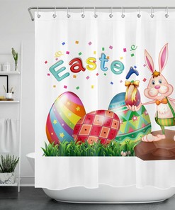 Cartoon Bunny And Easter Eggs Funny Shower Curtain