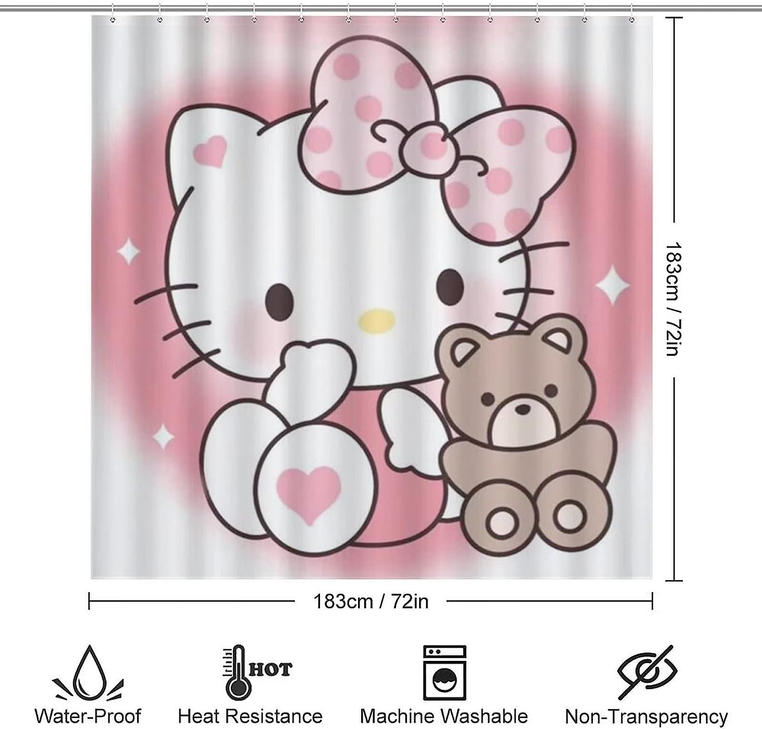 Cartoon Cats Hello Pink Kitty Shower Curtain And Bathroom Decorations To Add Cuteness To Your Bathroom