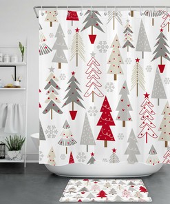 Cartoon Christmas Tree Snowflakes Shower Curtain For A Whimsical Look