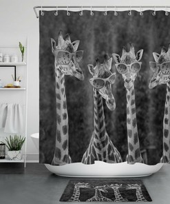 Cartoon Cool Animals Funny Giraffe Shower Curtain - Cute Bathroom Accessory