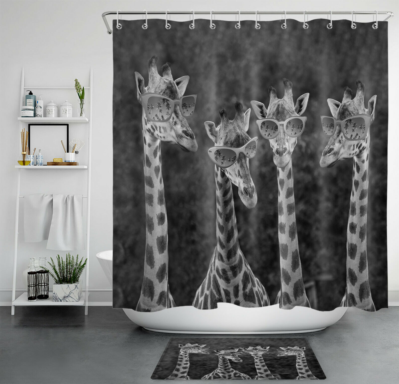 Cartoon Cool Animals Funny Giraffe Shower Curtain - Cute Bathroom Accessory