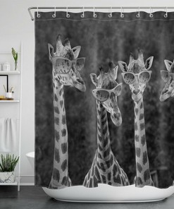 Cartoon Cool Animals Funny Giraffe Shower Curtain - Cute Bathroom Accessory