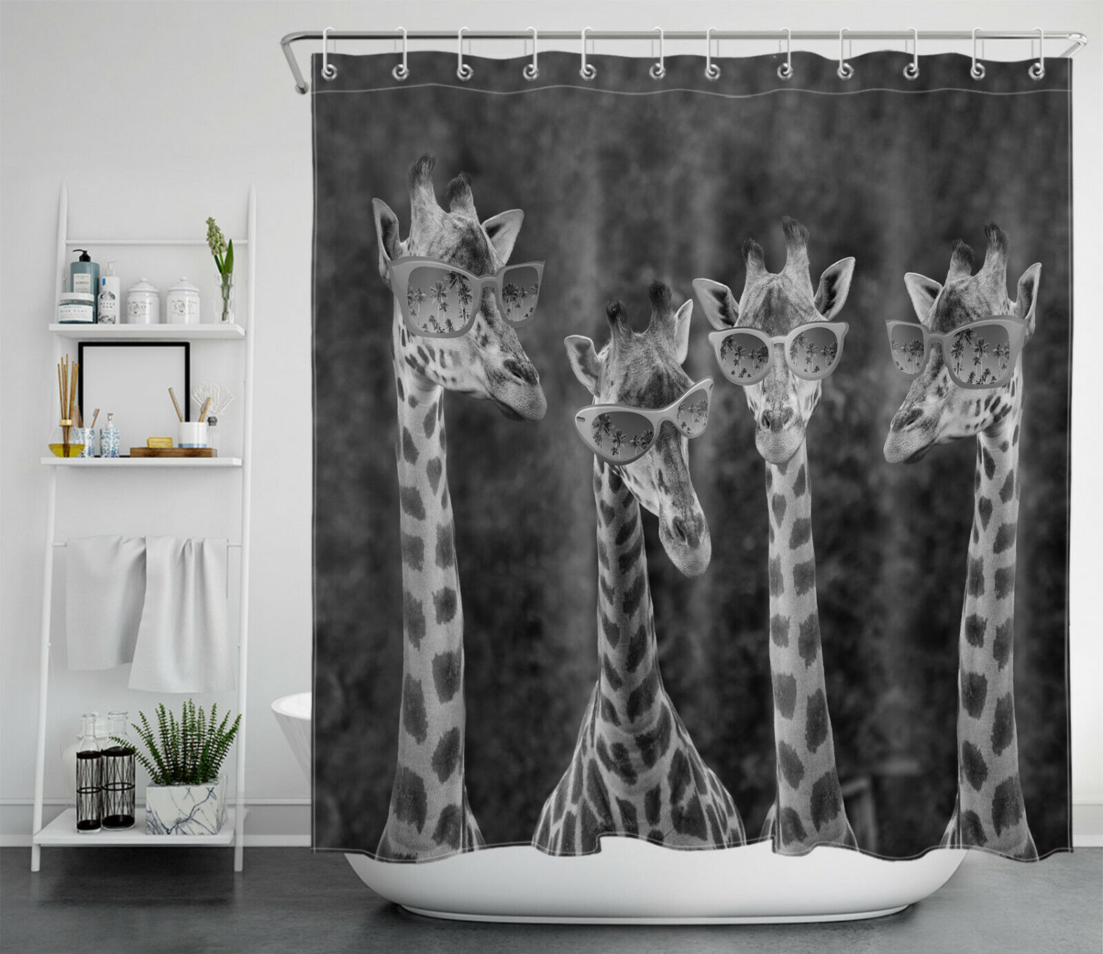 Cartoon Cool Animals Funny Giraffe Shower Curtain - Cute Bathroom Accessory