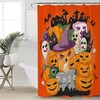 Cartoon Cute Halloween Pumpkin Owl Ghost Skeleton Shower Curtain with Fun and Spooky Design for Bathroom Decor