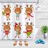 Cartoon Deer Christmas Tree Snowflakes Shower Curtain - Festive Bathroom Accessory For The Holidays