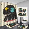 Cartoon Dinosaur Black Waterproof Lid Set Shower Curtain
