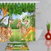 Cartoon Dinosaur Print Shower Curtain - Fabric for Bathroom Hooks
