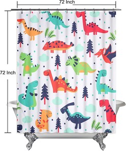 Cartoon Dinosaur Shower Curtain Multi Color Cute Animals Bath Curtain for Kids Bathroom Decor