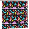 Cartoon Dinosaur Shower Curtain with Large Size and Waterproof Cloth for Fun Bathroom Decor 