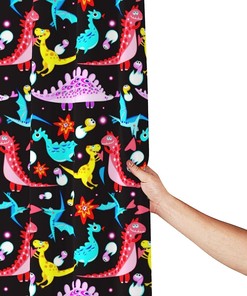 Cartoon Dinosaur Shower Curtain with Large Size and Waterproof Cloth for Fun Bathroom Decor