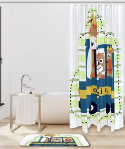 Cartoon Dinosaur Travel Shower Curtain - A Fun And Playful Bathroom Idea