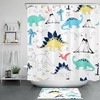 Cartoon Dinosaur Volcanic Palm Tree Kids Bathroom Set With Matching Shower Curtain