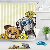 Cartoon Dog And Birds Shower Curtain - Playful And Fun Bathroom Accessory For Dog Lovers