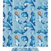 Cartoon Dolphin Playing With Ball Blue Water Shower Curtain Mat