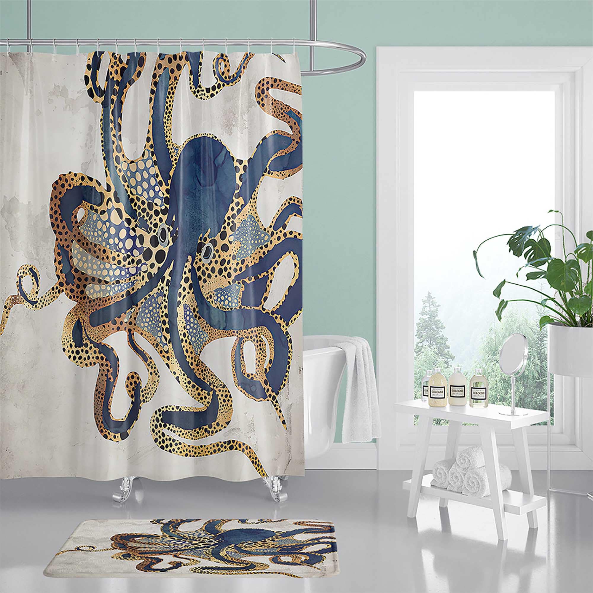 Cartoon Easter Egg Rabbit Shower Curtain Colorful Fabric Bathroom Curtain Waterproof Bath Decor