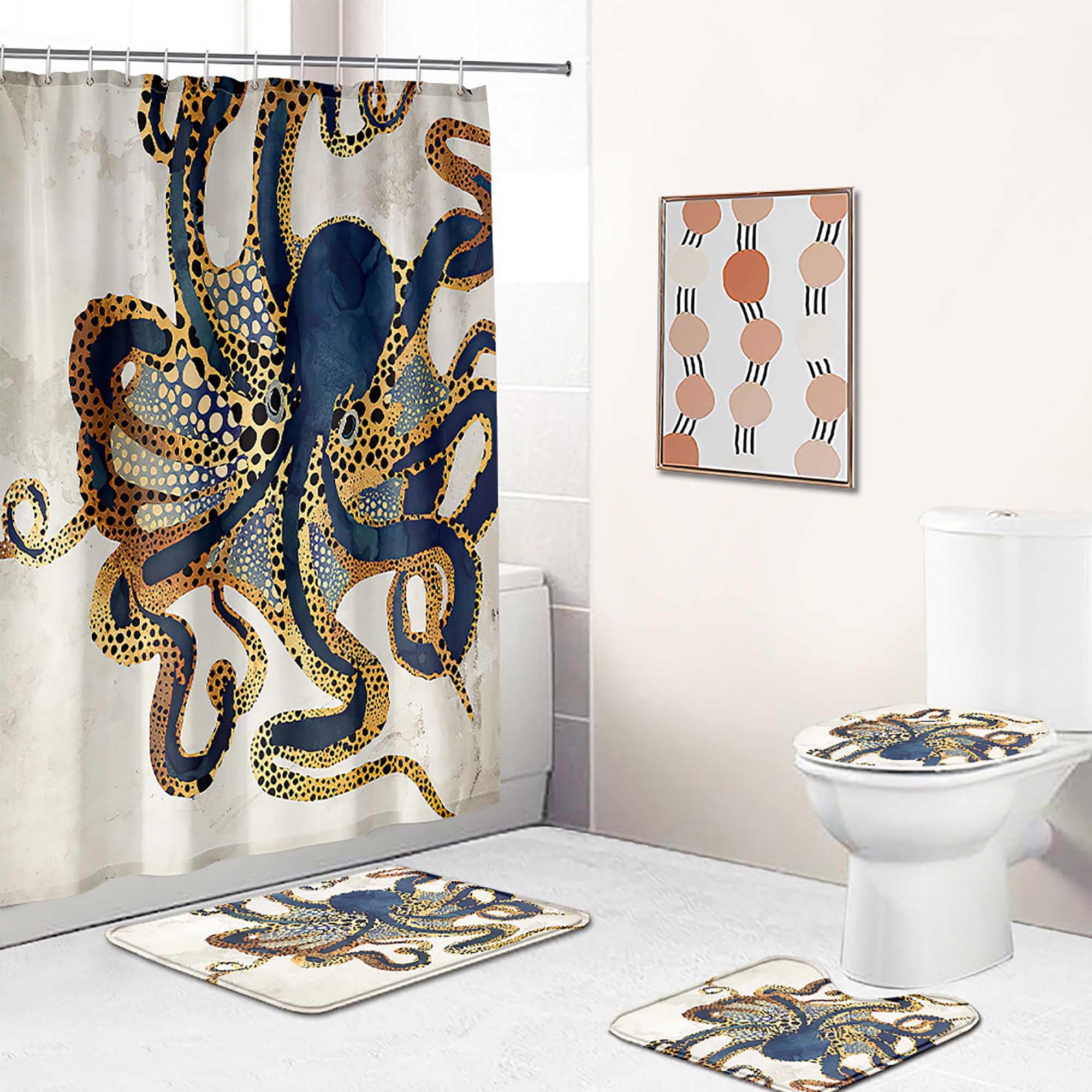 Cartoon Easter Egg Rabbit Shower Curtain Colorful Fabric Bathroom Curtain Waterproof Bath Decor