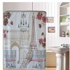 Cartoon Eiffel Tower Design Bathroom Waterproof Fabric Shower Curtain 