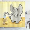 Cartoon Elephant Bathing Mouse With Trunk Kids Decor Shower Curtain