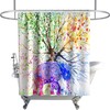 Cartoon Elephant Life Of Tree Colorful Shower Curtain For A Bohemian Bathroom Theme