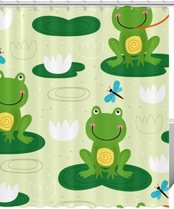 Cartoon Frog Kids Bathroom Shower Curtain
