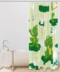 Cartoon Frog Kids Bathroom Shower Curtain