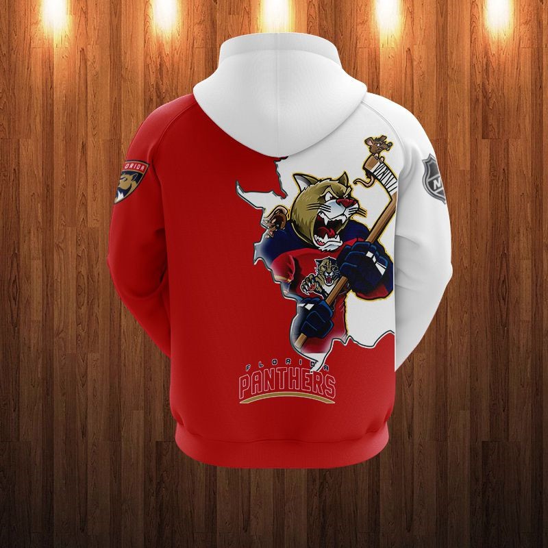 Cartoon Graphic All Over Print 3D Zip Hoodie For Fans Of Florida Panthers