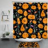 Cartoon Halloween Candy Leaves Funny Pumpkin Shower Curtain For Bathroom Decor