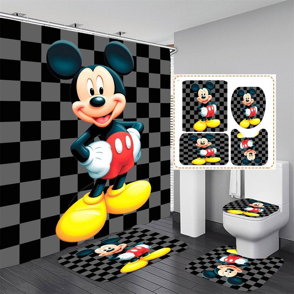 Cartoon Happy Mickey Print Waterproof Shower Curtain for a Magical and Colorful Bathroom