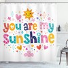 Cartoon Happy Sun Heart Printed Shower Curtain for Kid's Bathroom Decor- Waterproof and Adorable 