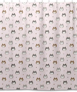 Cartoon Husky Dog Face Shower Curtain Modern Home Bathroom Hotel Spa Decorations Waterproof Fabric