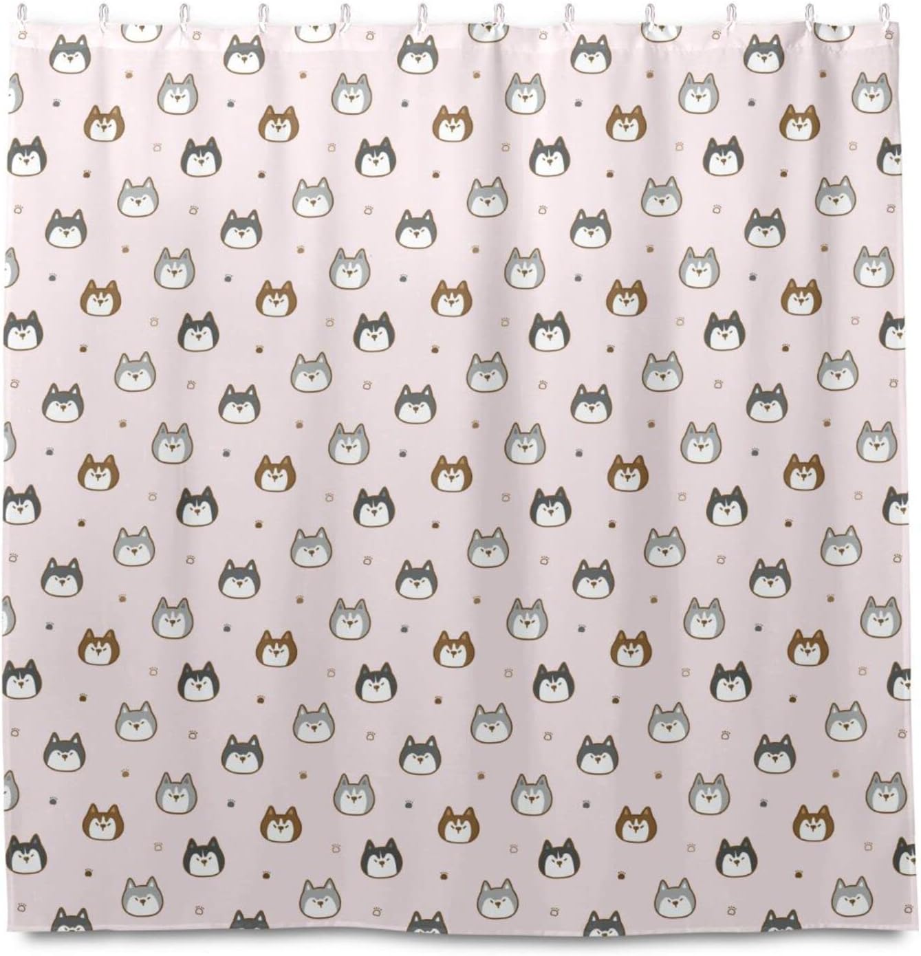 Cartoon Husky Dog Face Shower Curtain Modern Home Bathroom Hotel Spa Decorations Waterproof Fabric
