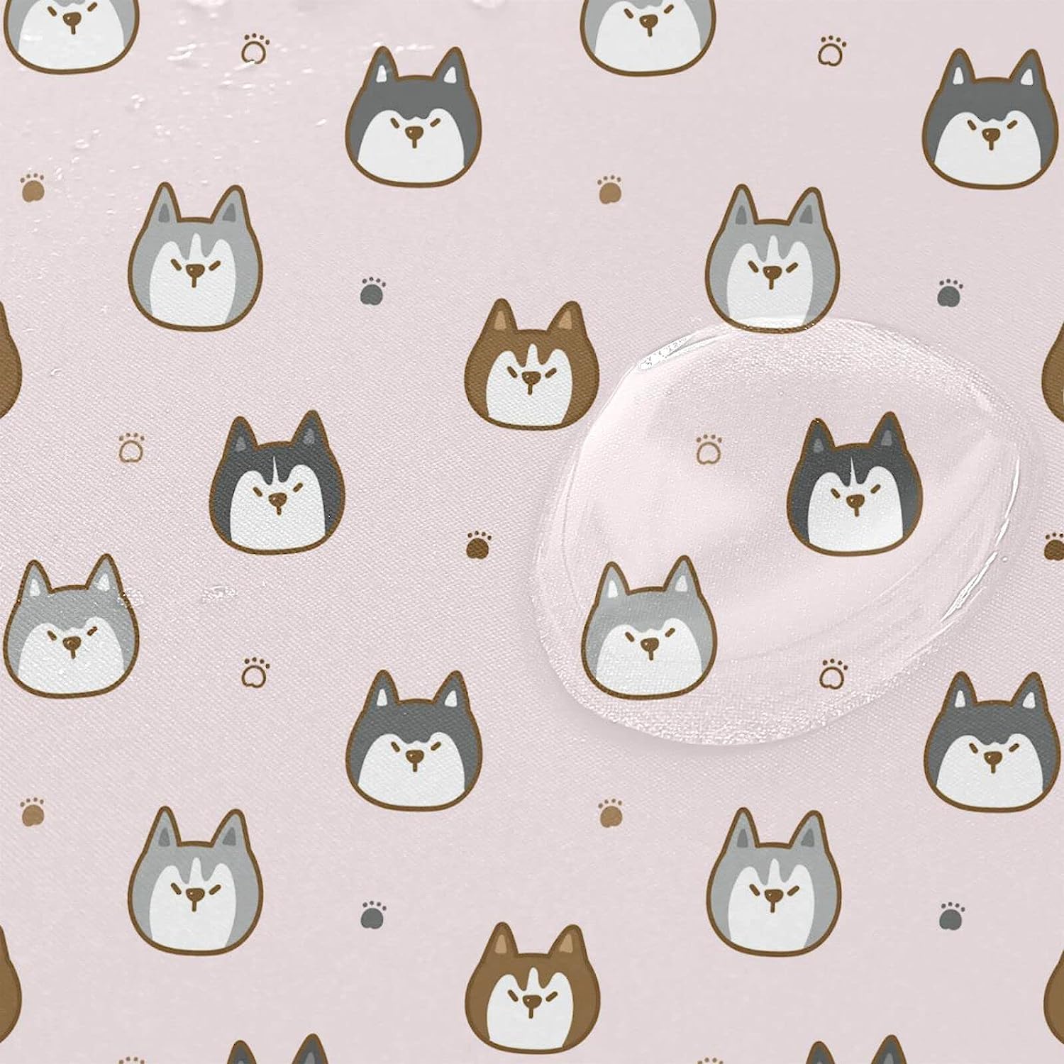 Cartoon Husky Dog Face Shower Curtain Modern Home Bathroom Hotel Spa Decorations Waterproof Fabric