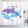 Cartoon Jumping Dolphin Print Animal Shower Curtain For Bathroom