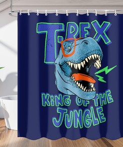 Cartoon Jungle Dragon Shower Curtain for Kids Bathroom Fantasy Creature Theme Home Decor 