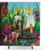 Cartoon Ladybug Butterfly Bee Shower Curtain With Garden Botany Theme