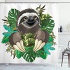 Cartoon Lazy Jungle Mammals Shower Curtain For Adorable Bathroom Decor