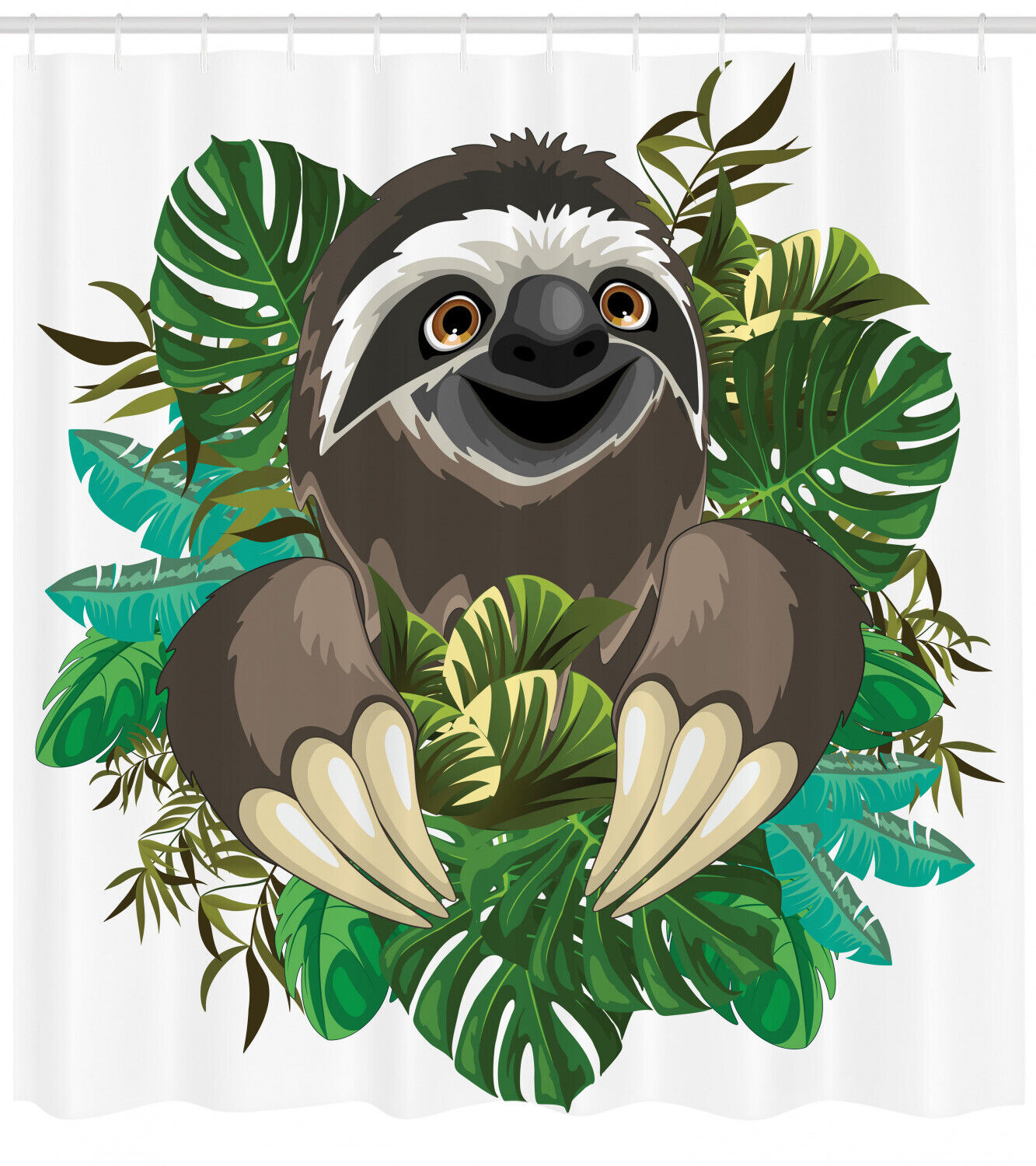 Cartoon Lazy Jungle Mammals Shower Curtain For Adorable Bathroom Decor - Image 2