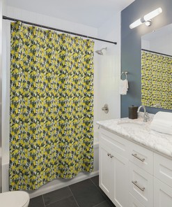 Cartoon Lemons Colorful Shower Curtain For Kids Bathroom