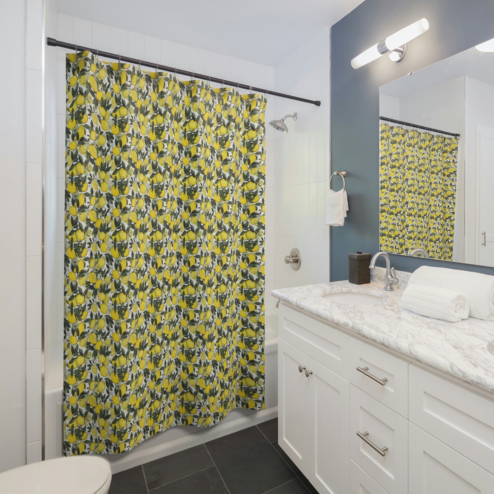 Cartoon Lemons Colorful Shower Curtain For Kids Bathroom