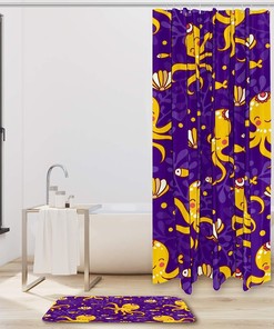 Cartoon Marine Octopus Shower Curtain - Fun Bathroom Decor