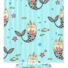 Cartoon Mermaid Blue Waterproof Shower Curtain With Cute Mermaid Print