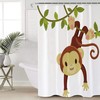 Cartoon Monkey Branch Print Shower Curtain - Waterproof Bathroom Curtain Liner