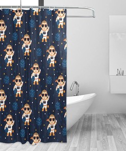 Cartoon Monkey Shower Curtain Modern Home Bathroom Hotel Spa Decorations Waterproof Fabric