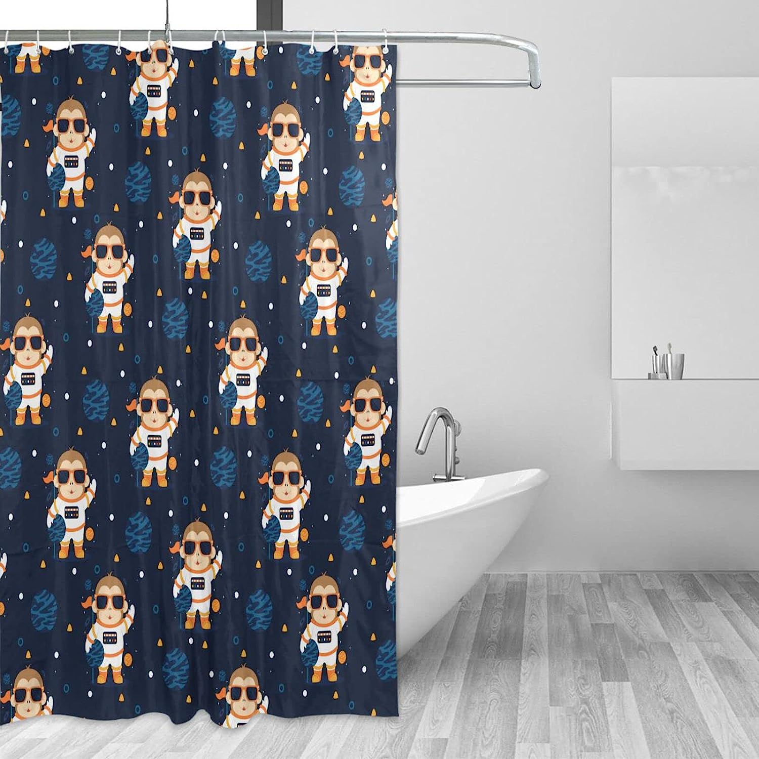Cartoon Monkey Shower Curtain Modern Home Bathroom Hotel Spa Decorations Waterproof Fabric