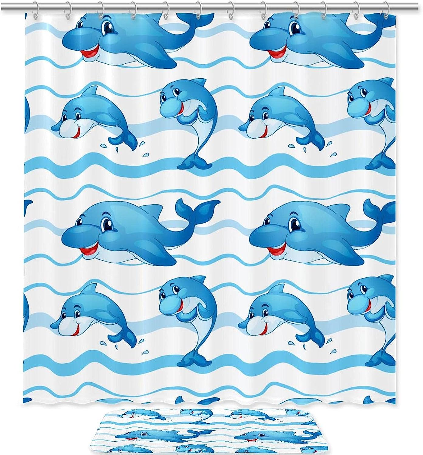 Cartoon Moon And Sun Waterproof Shower Curtain - Cute Celestial Bathroom Accessory