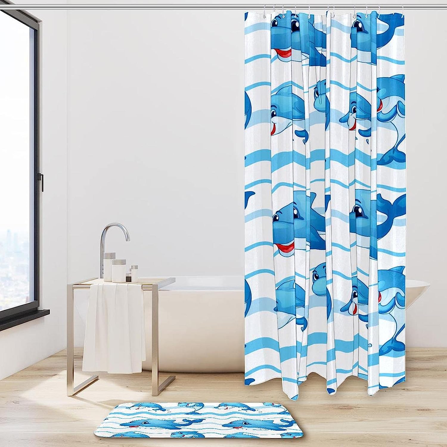 Cartoon Moon And Sun Waterproof Shower Curtain - Cute Celestial Bathroom Accessory - Image 2