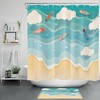 Cartoon Ocean Canoe Shower Curtain - Tropical Beach Bathroom Accessory