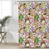 Cartoon Owl Book Print Shower Curtain for Back to School Bathroom Decor