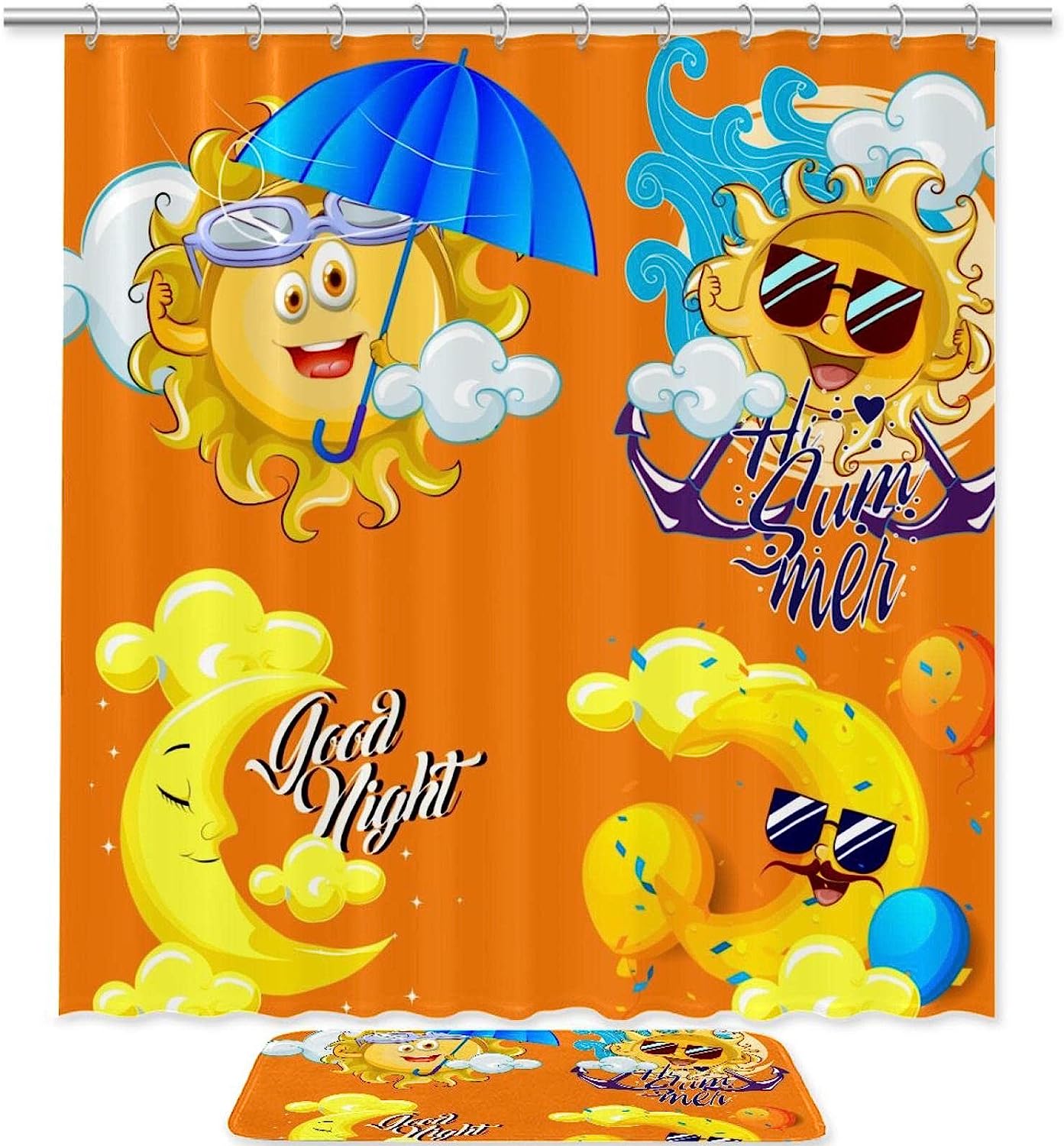 Cartoon Owl Decor Fabric Shower Curtain - Adorable Kids Bathroom Accessory