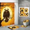 Cartoon Owl Halloween Shower Curtain Set - Cute And Spooky Design